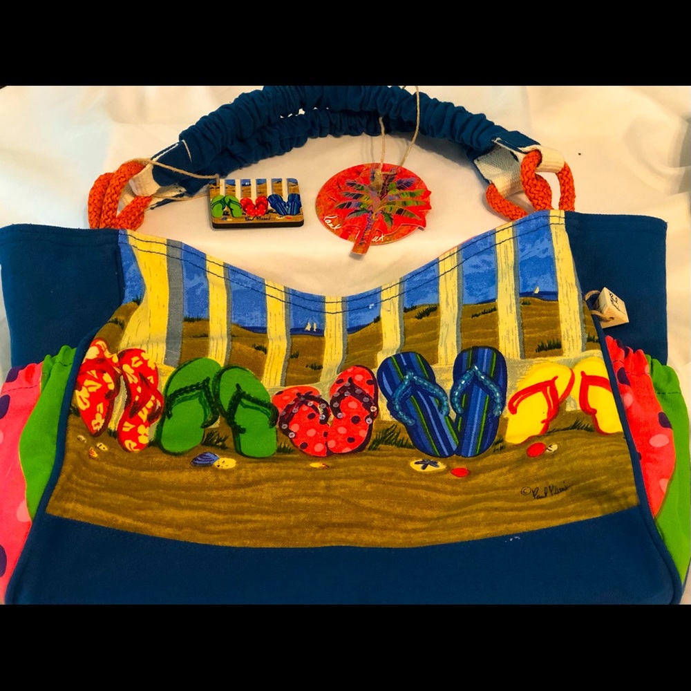 Paul Brent’s Sun ‘N’ Sand Flip Flops Tote Bag NWT